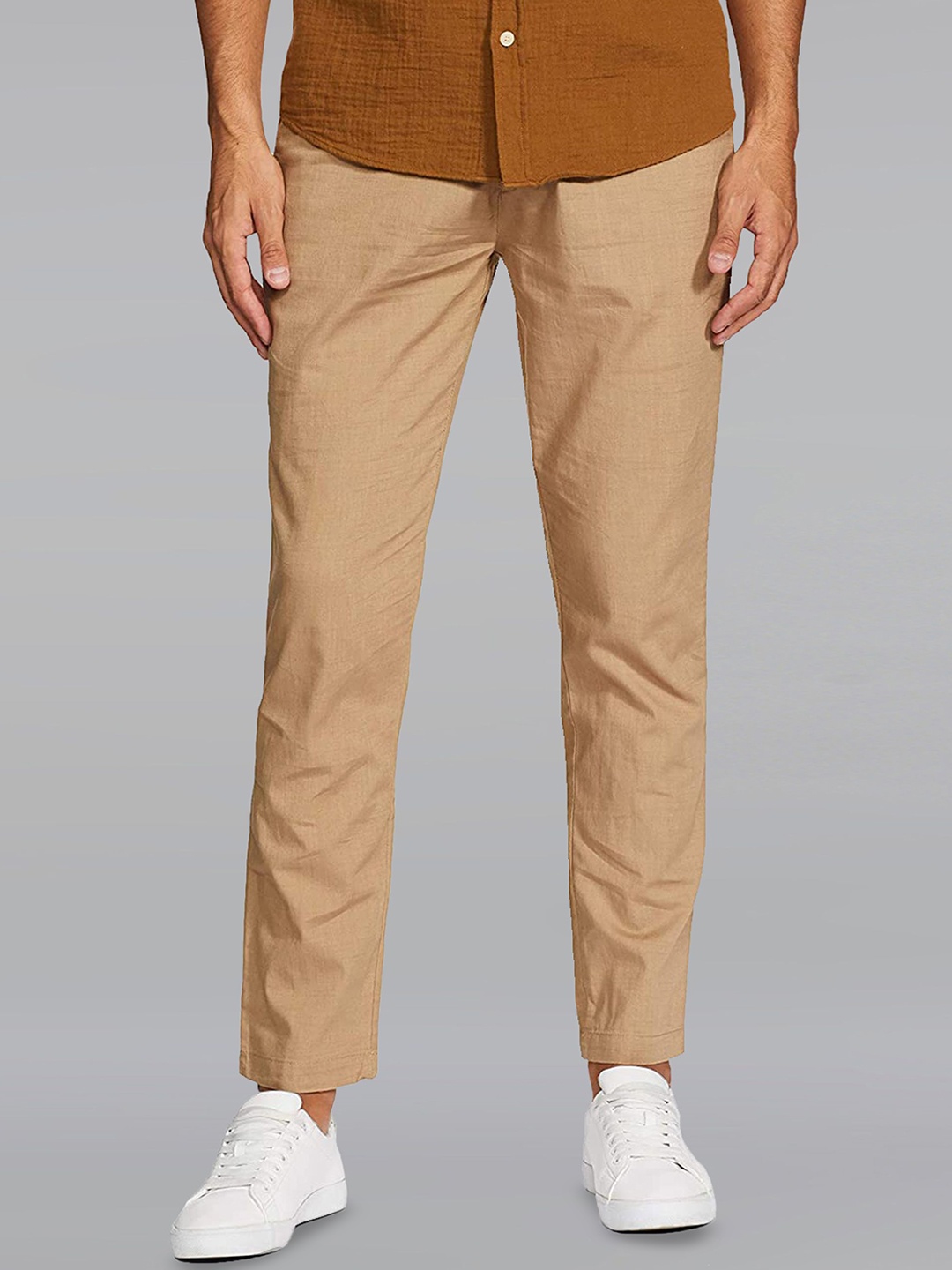 

Dream of Glory Inc Men Cotton Relaxed Straight Leg Trousers, Beige