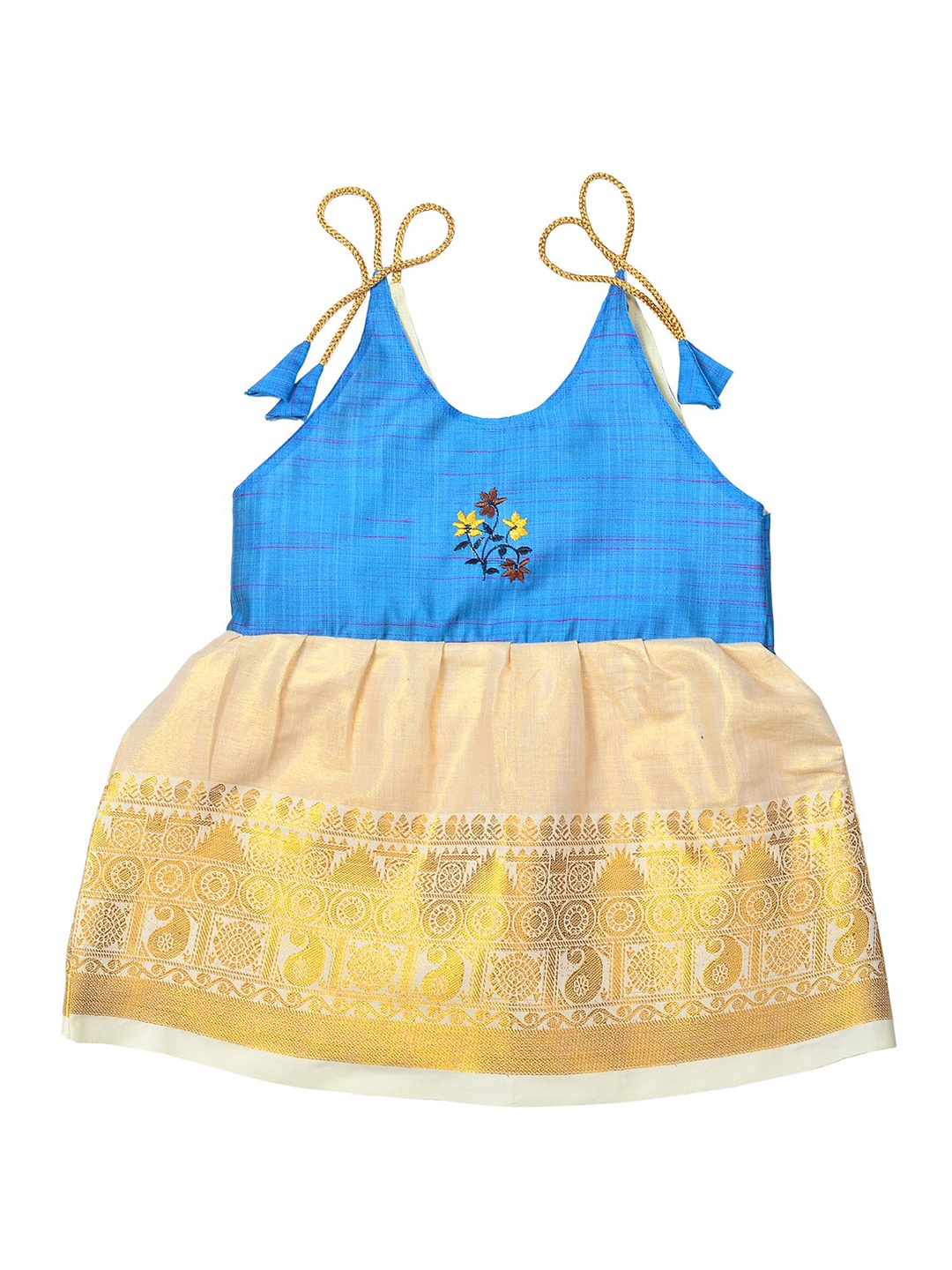 

BAESD Infant Girls Kerala Kasavu A-Line Dress, Blue