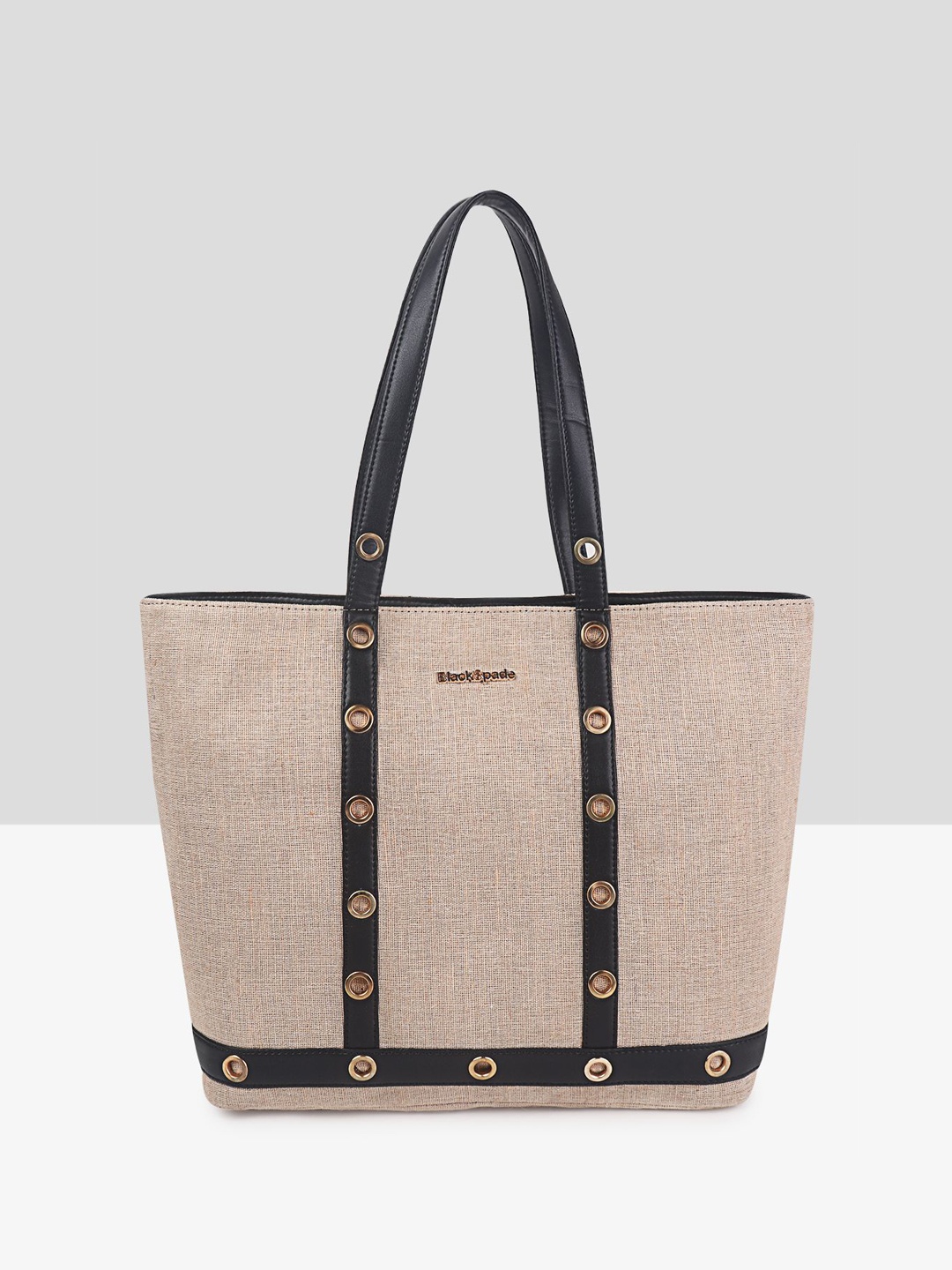 

Black Spade Women Solid Shopper Tote Bag, Beige
