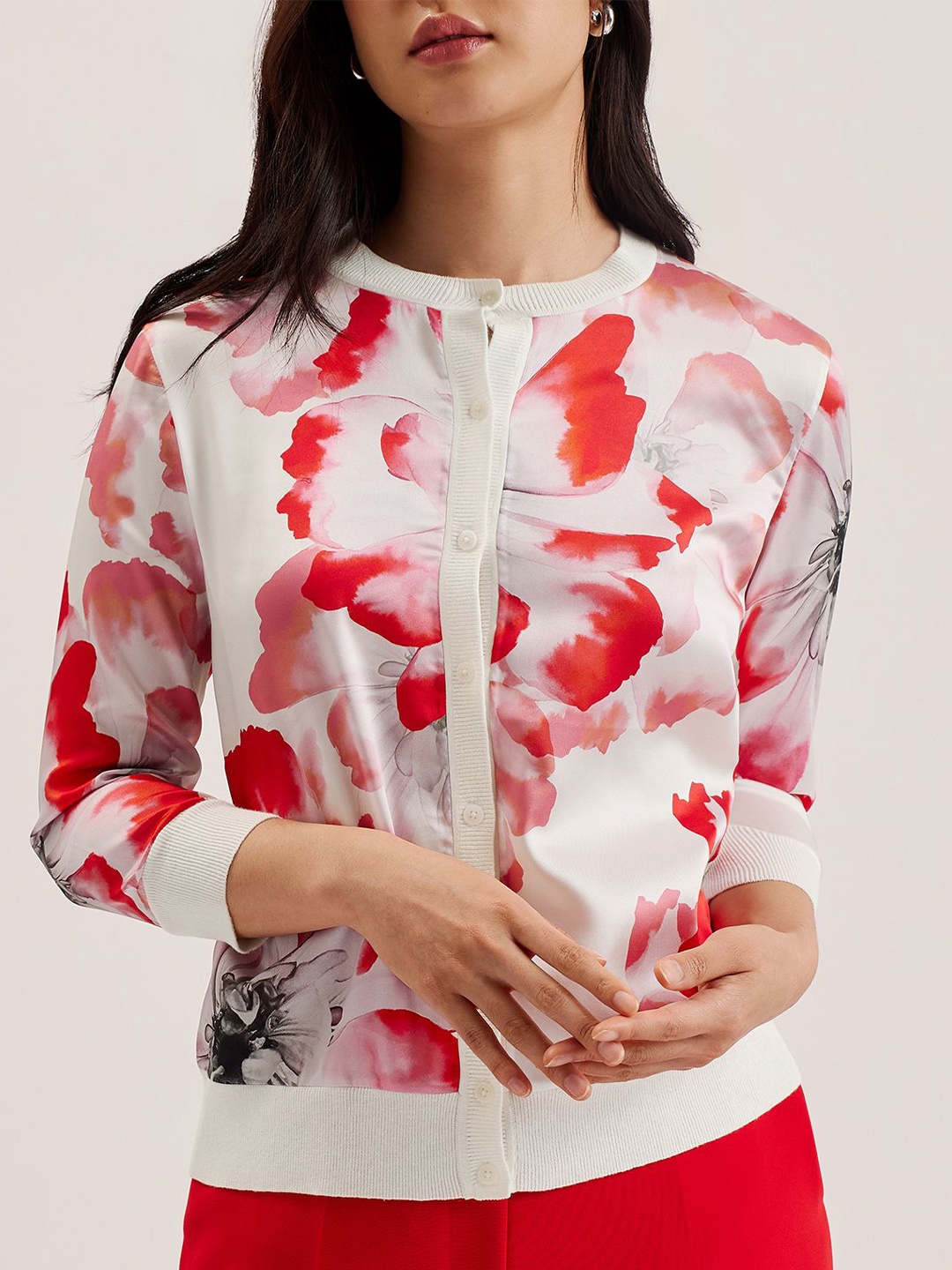 

Ted Baker Women Cotton Floral Cardigan, Cream