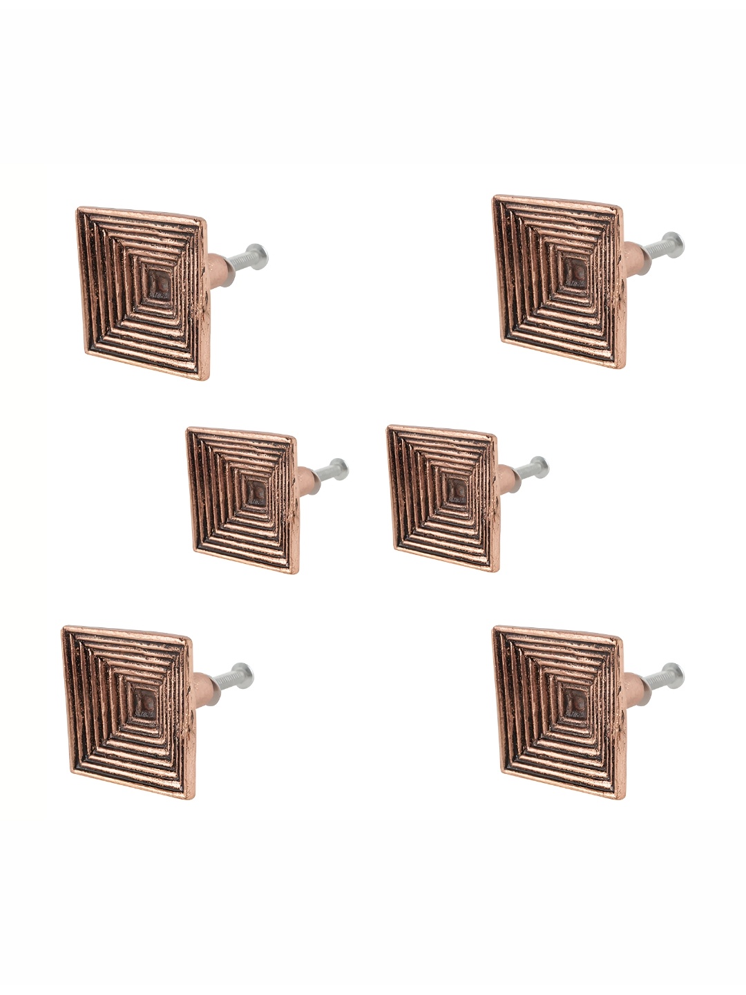 

Indianshelf Coppertoned 6 Pieces Textured Aluminium Beautiful Knobs, Copper