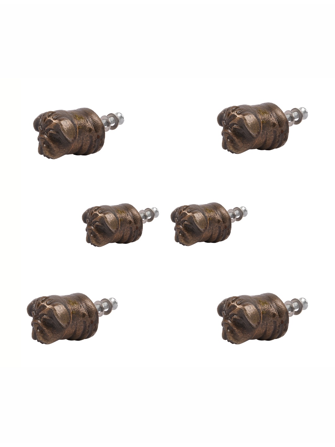 

Indianshelf 6-Pcs Brown Iron Bull Dog Knobs