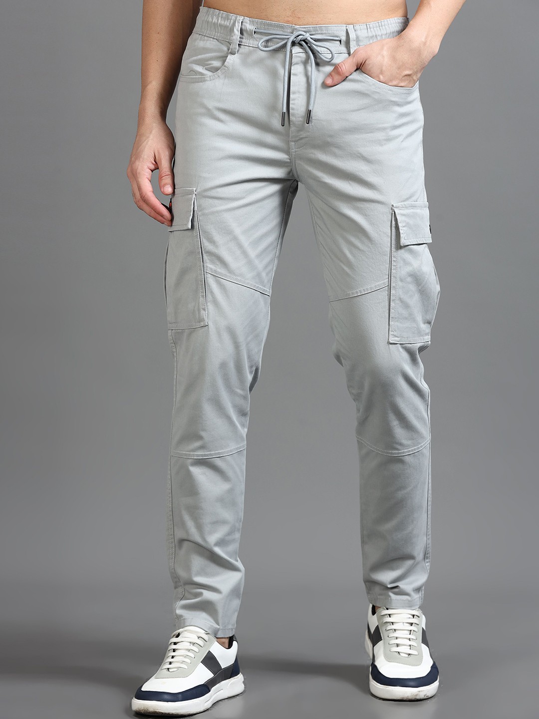 

CARBONN CLOTH Men Cotton Mid-Rise Cargos Trousers, Grey