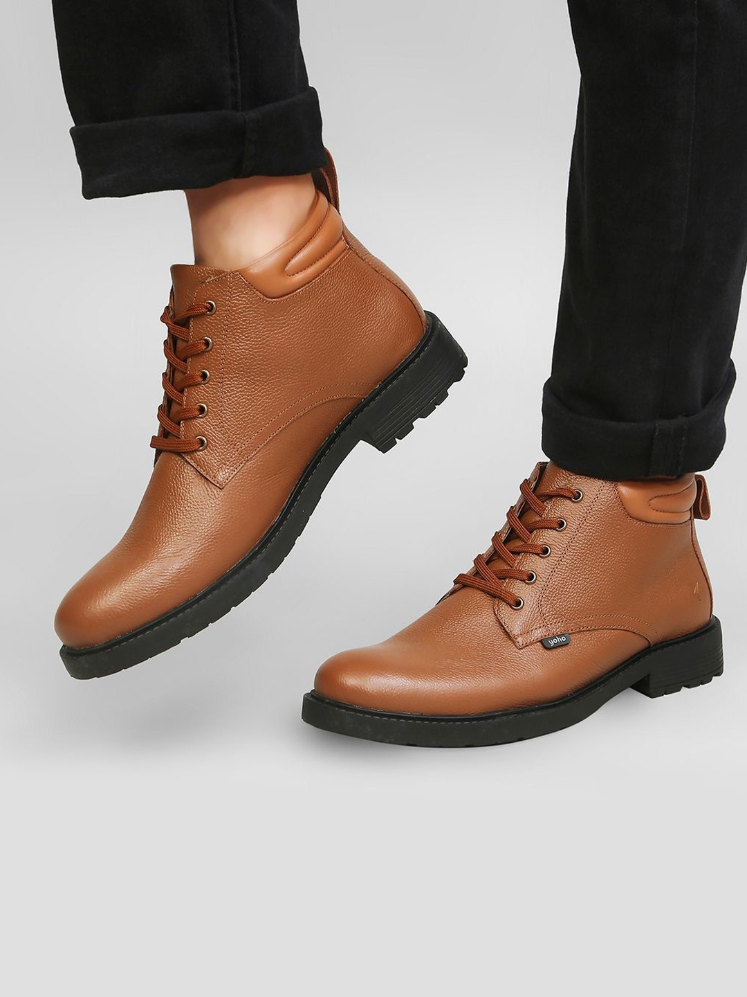 

yoho Men High-Top Premium Leather Winter Classic Boot M-003, Tan
