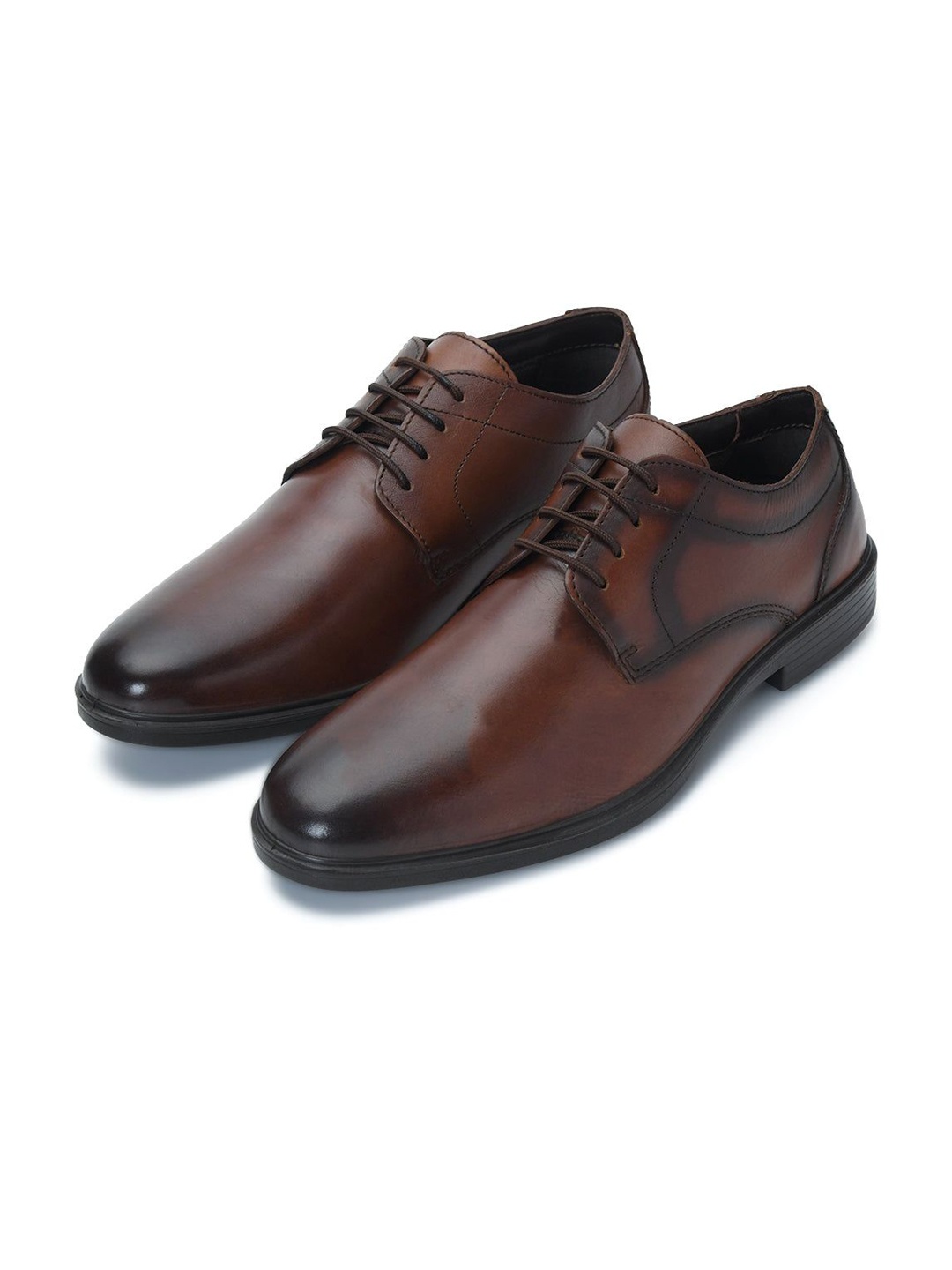 

ERGON Men Leather Formal Derbys, Brown