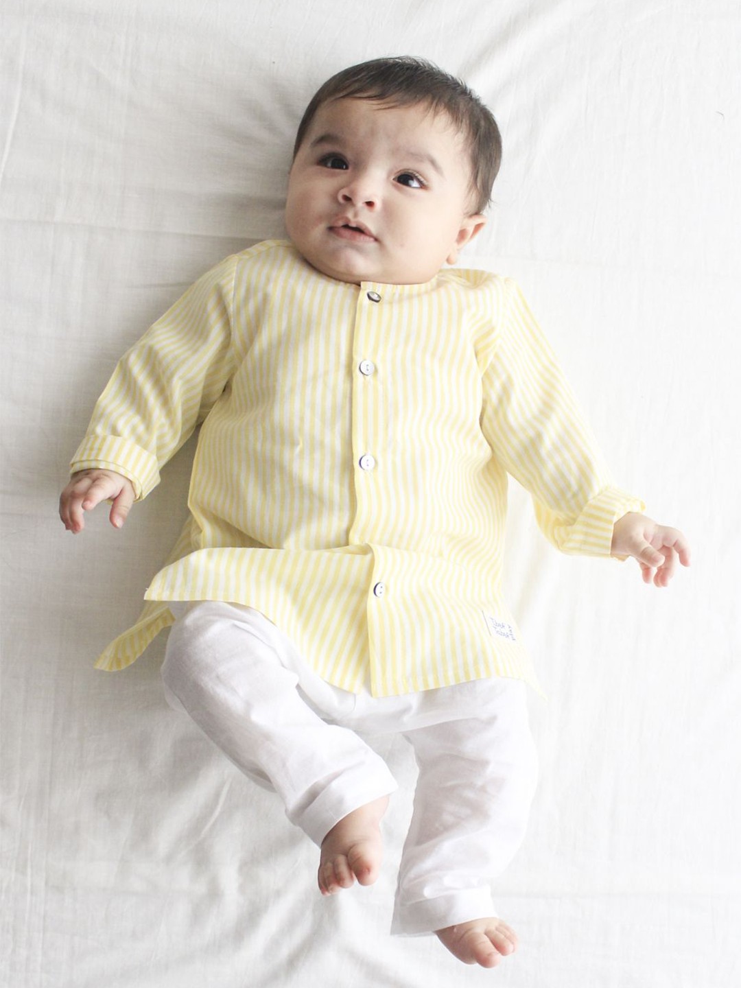 

Tiber Taber Kids Striped Pure Cotton Straight Kurta With Pyjama, Yellow