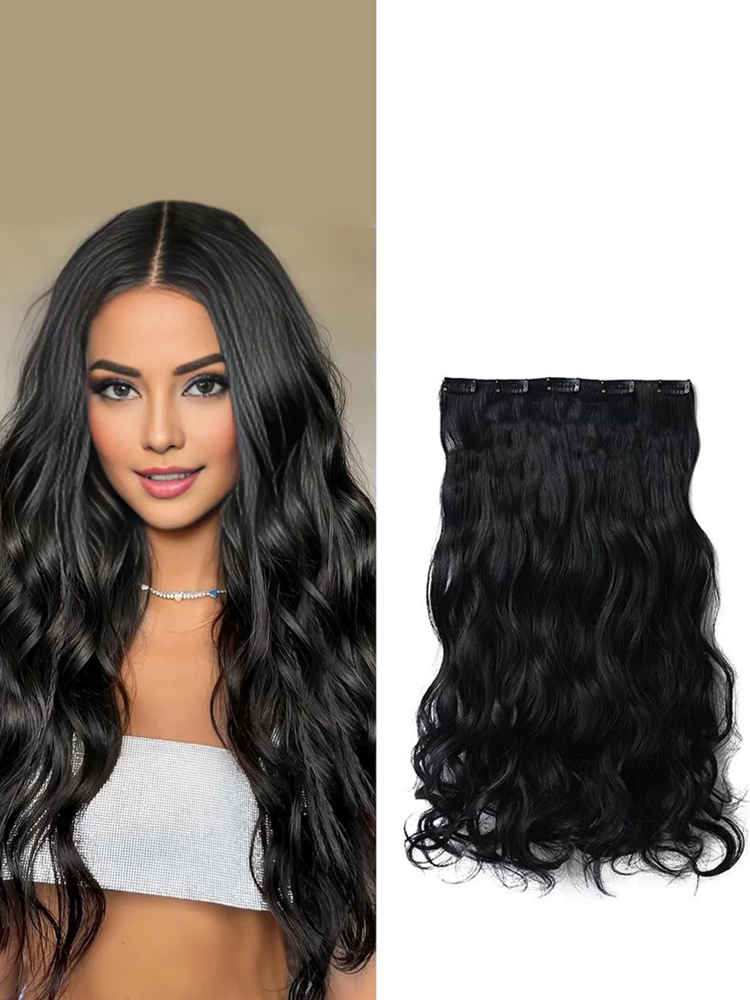

D-Divine Clip-In Wavy Locks Hair Extension - Black - 22 Inch
