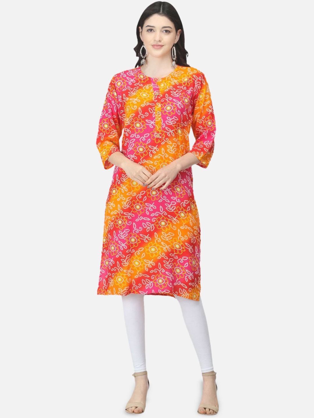 

Biyu Bandhani Printed Cotton Straight Kurta, Yellow