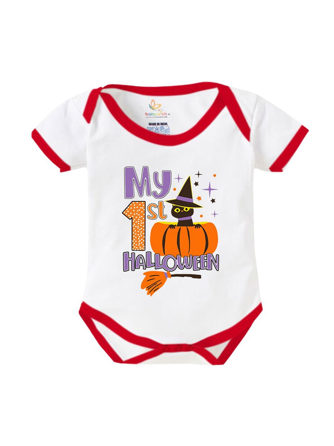 

Babywish My First Halloween Printed Cotton Bodysuit, White