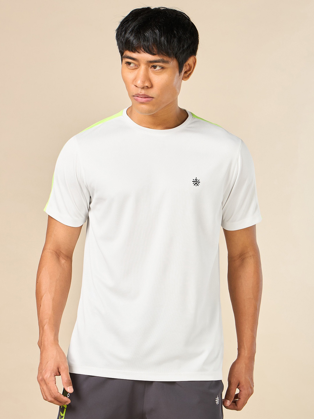 

CULT Men Moisture Wicking Solid Round Neck T-shirt, Off white