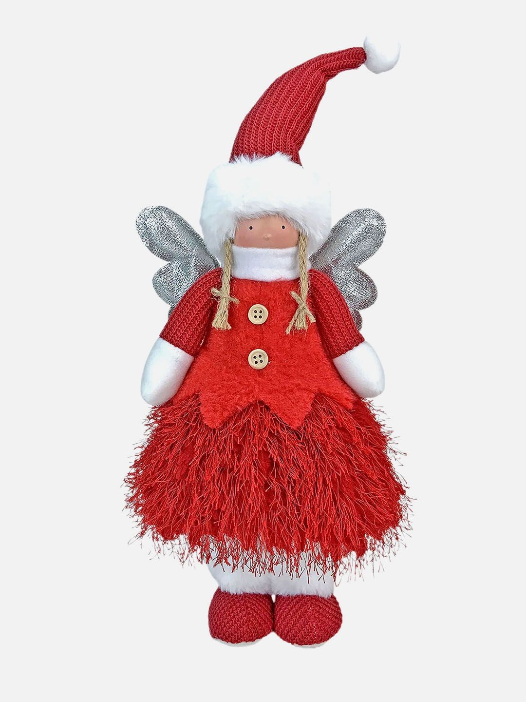 

Little Surprise Box LLP Red & White Self Standing Christmas Angel Show Piece With Wings
