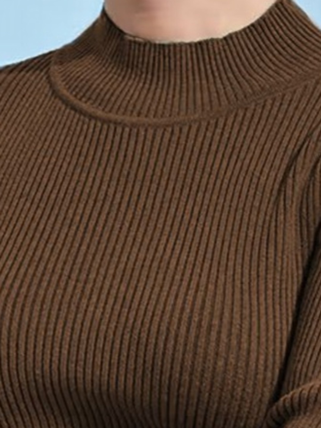 

Genzy Women Self Design High Neck T-shirt, Brown