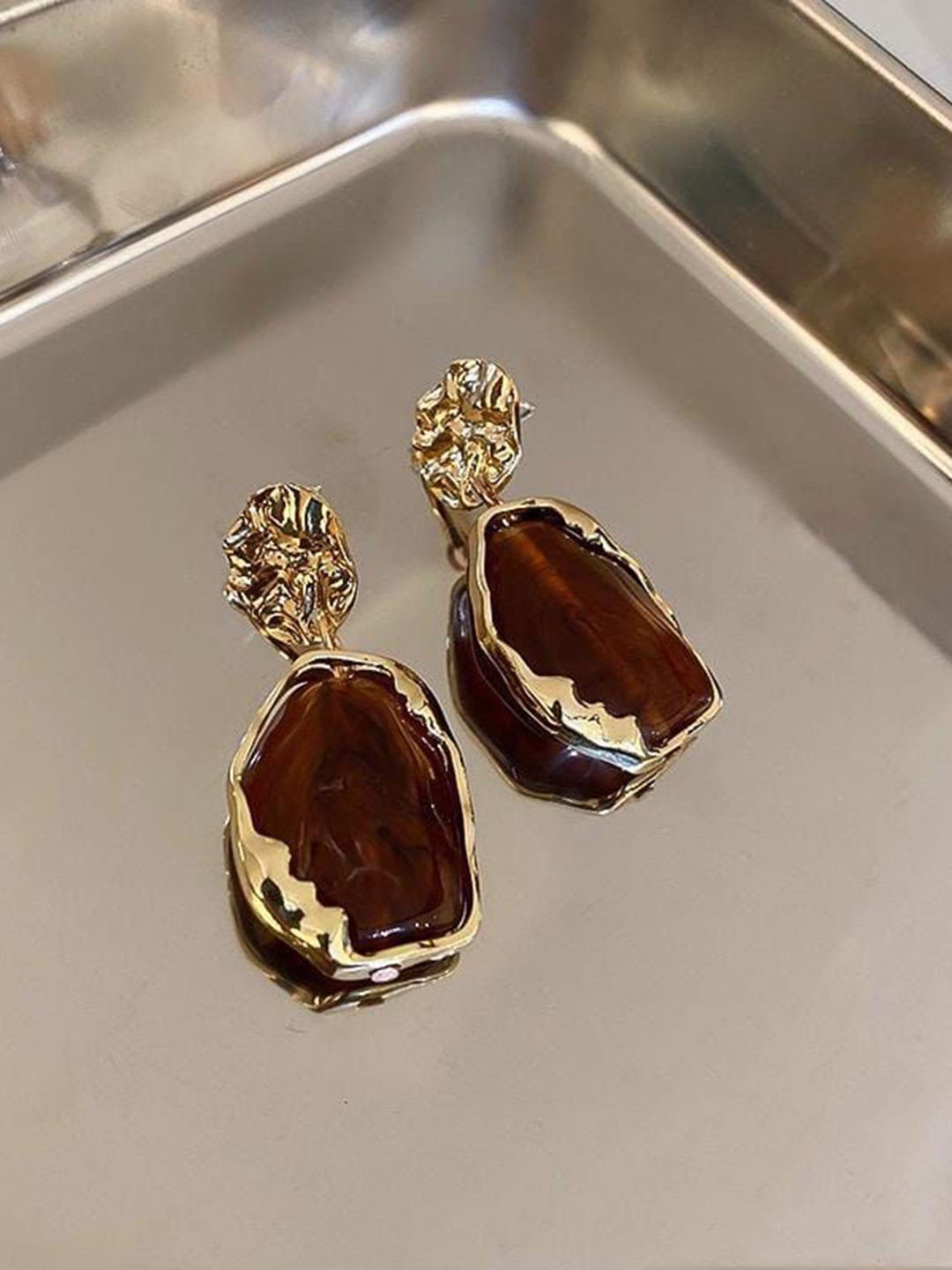 

YU FASHIONS Geometric Drop Earrings, Rust