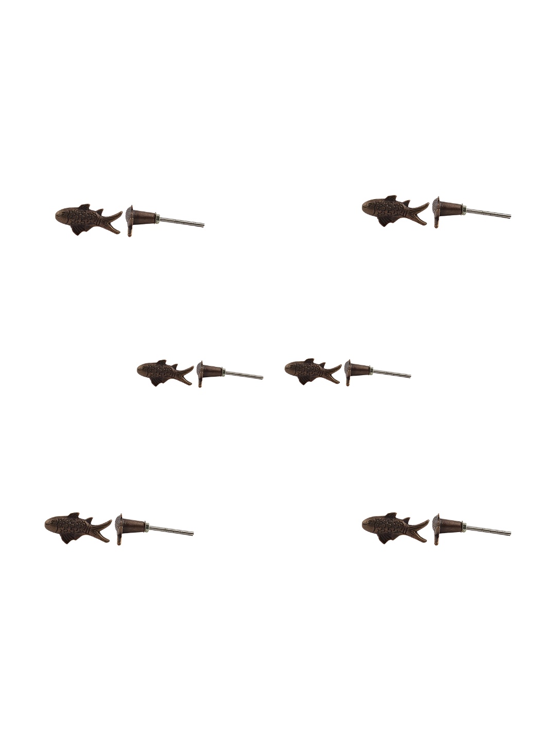 

Indianshelf 6-Pcs Brown Textured Iron Dolphin Knobs