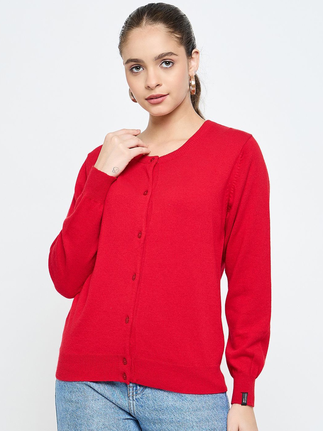 

CREATIVE LINE Women Winter Woollen Cardigan, Red