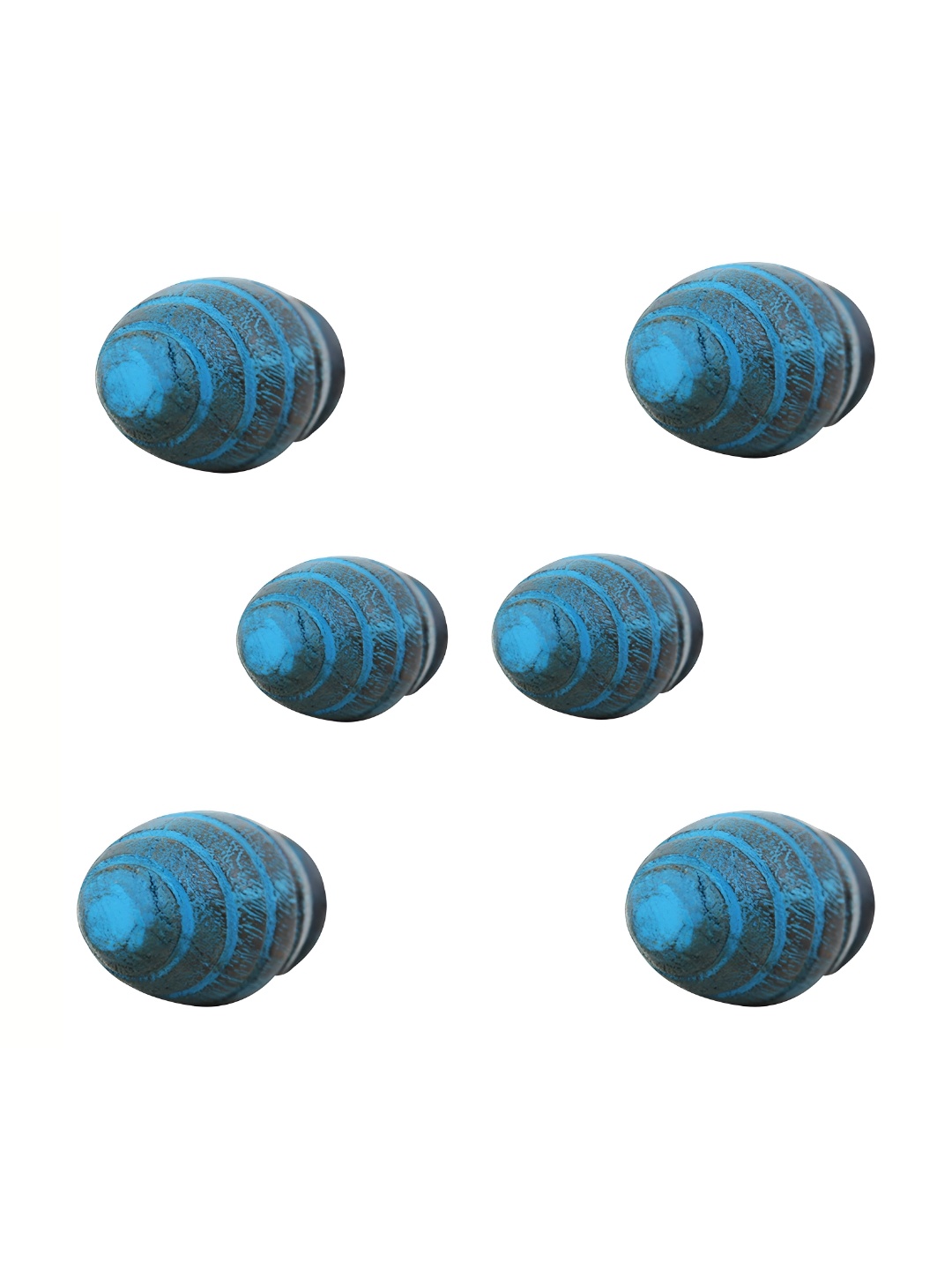 

Indianshelf 6-Pcs Turquoise Blue Textured Wooden Beetle Knobs