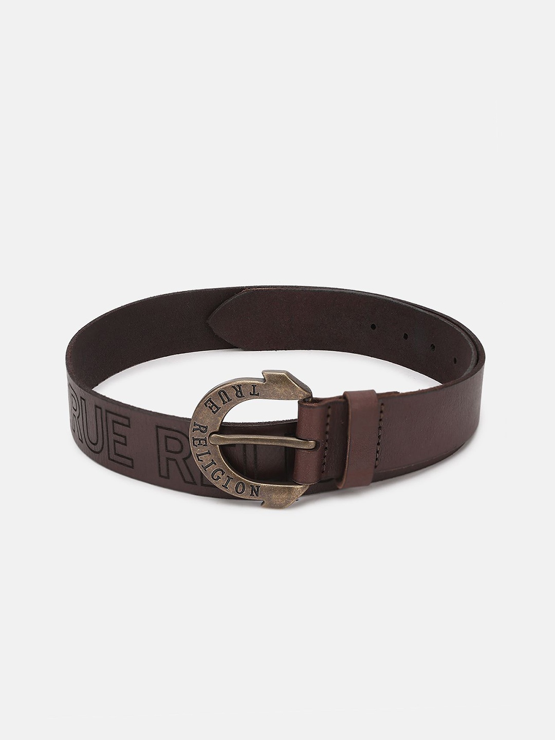 

True Religion Men Printed Leather Belt, Brown