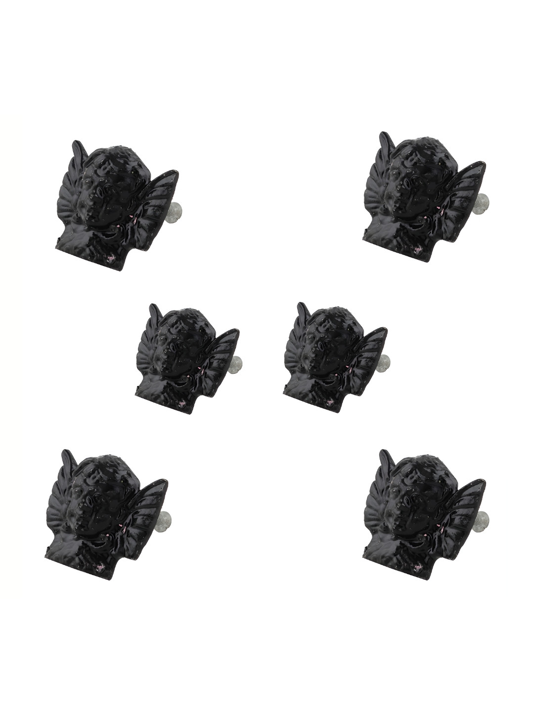 

Indianshelf 6-Pcs Black Iron Angel Knobs