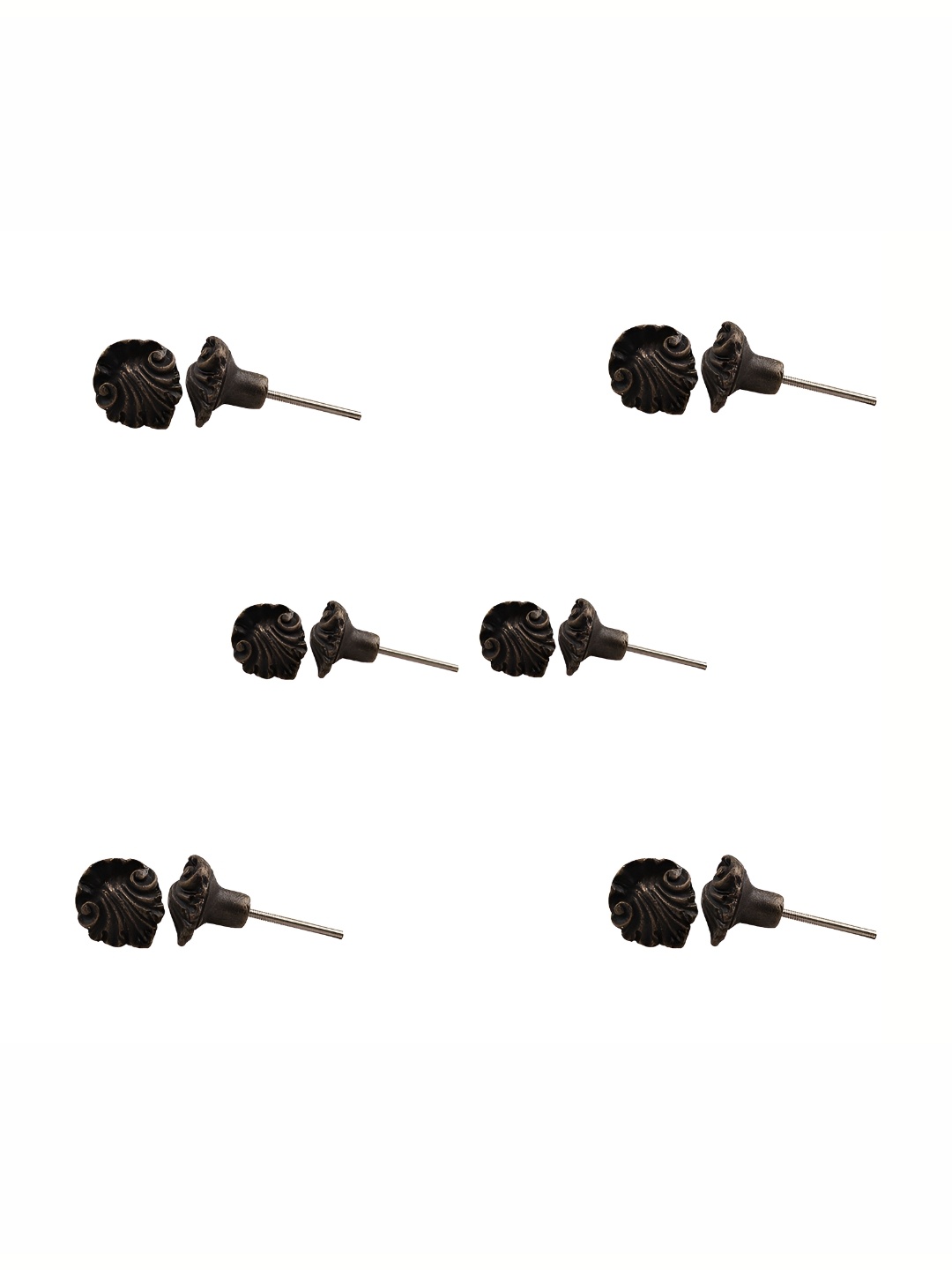 

Indianshelf Set Of 6 Bronze Iron Floral Knobs