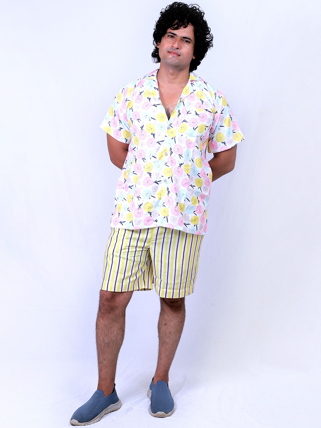

TILISM Printed Pure Cotton Shirt With Shorts Co-Ords, White