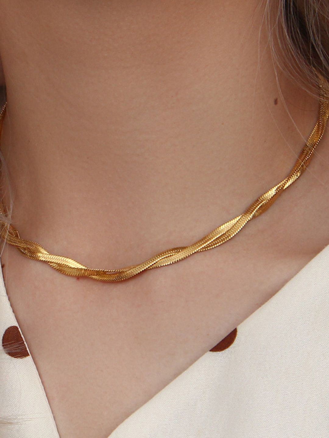 

AQUASTREET 18K Antitarnish Waterproof Twisted Snake Chain Necklace, Gold