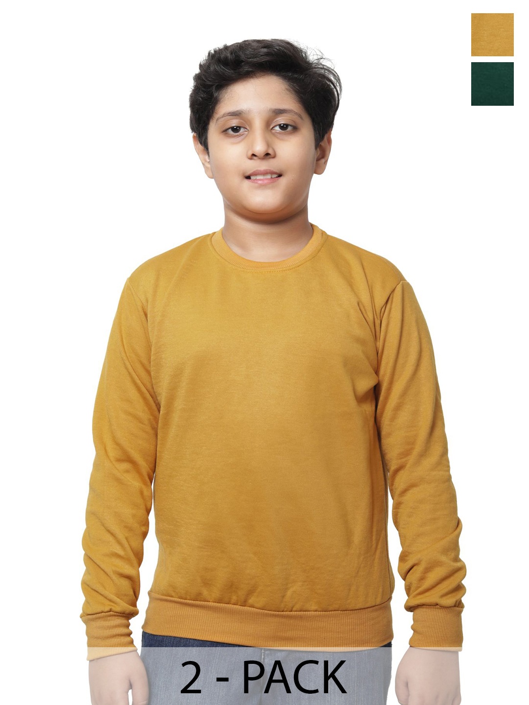 

BAESD Boys Pack Of 2 Round Neck Pullover Sweatshirt, Yellow