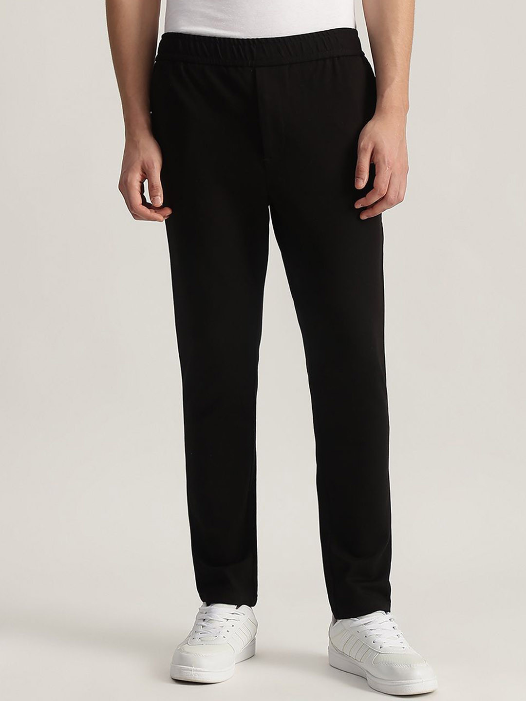 

Iconic Men Pure Cotton Mid Rise Track Pants, Black