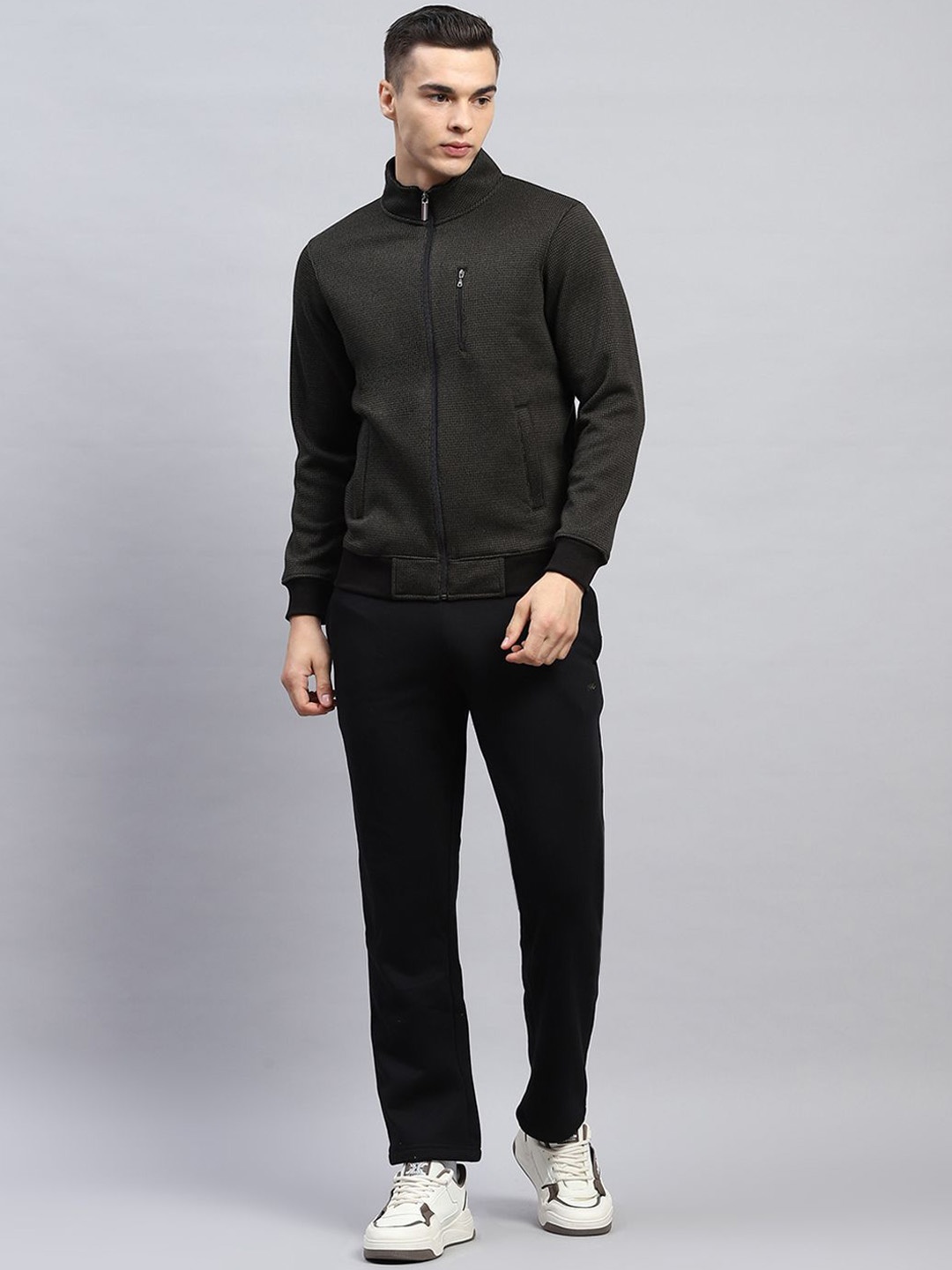 

Monte Carlo Men Mock Collar Mid Rise Tracksuits, Black