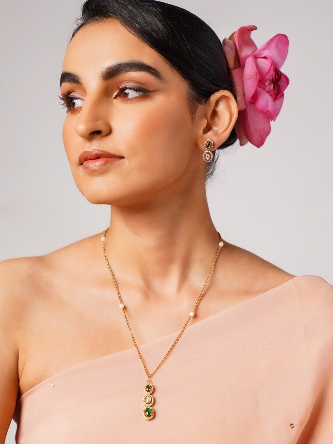 

JAYPORE Gold-Plated Necklace & Earrings