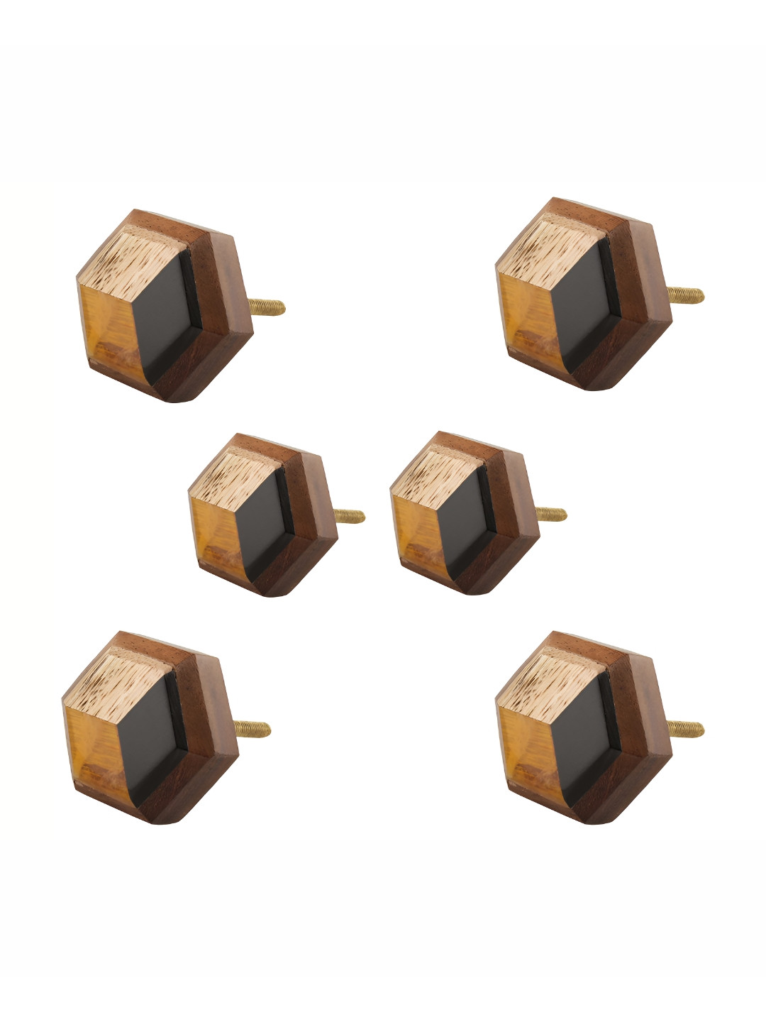 

Indianshelf 6-Pcs Brown Wood Hexa Knobs