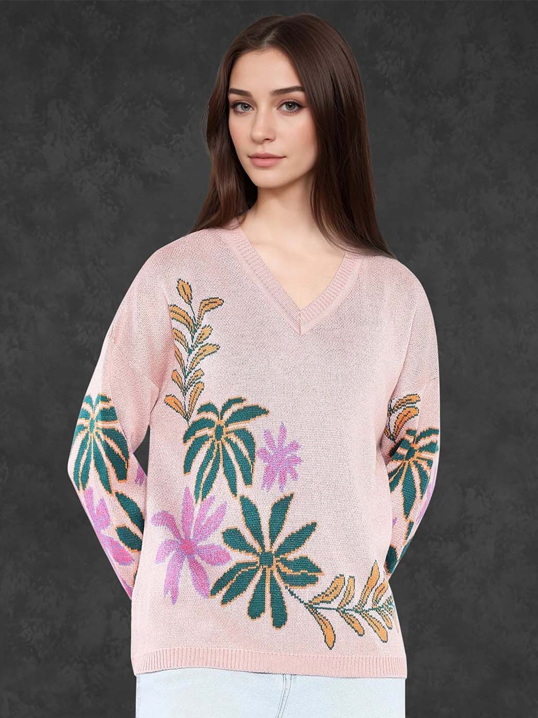 

RAREISM Women Floral Pullover, Pink
