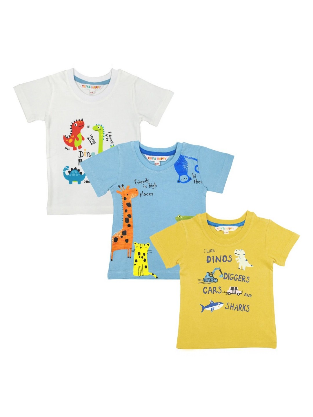 

TIDY SLEEP Unisex Kids Pack Of 3 Moisture Wicking Typography Printed Cotton T-shirts, White