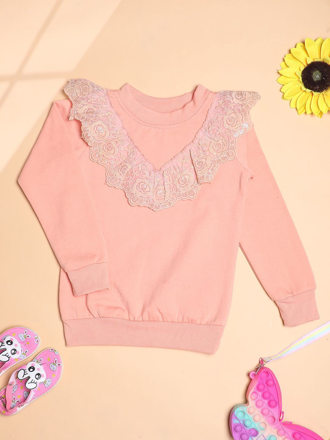 

Cutiekins Girls Round Neck Sweatshirt, Peach