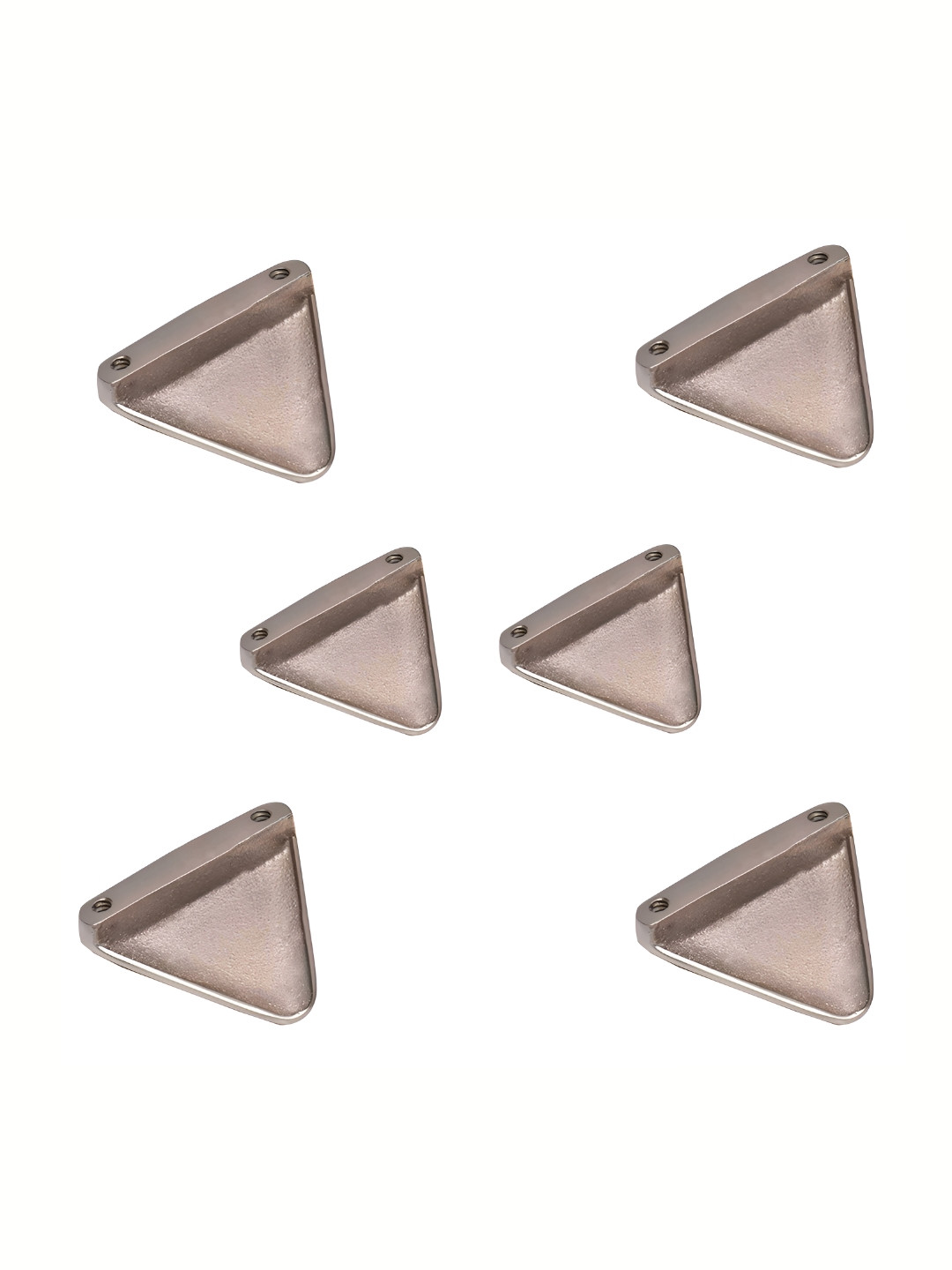 

Indianshelf Set Of 6 Brass Triangular Knobs, Silver