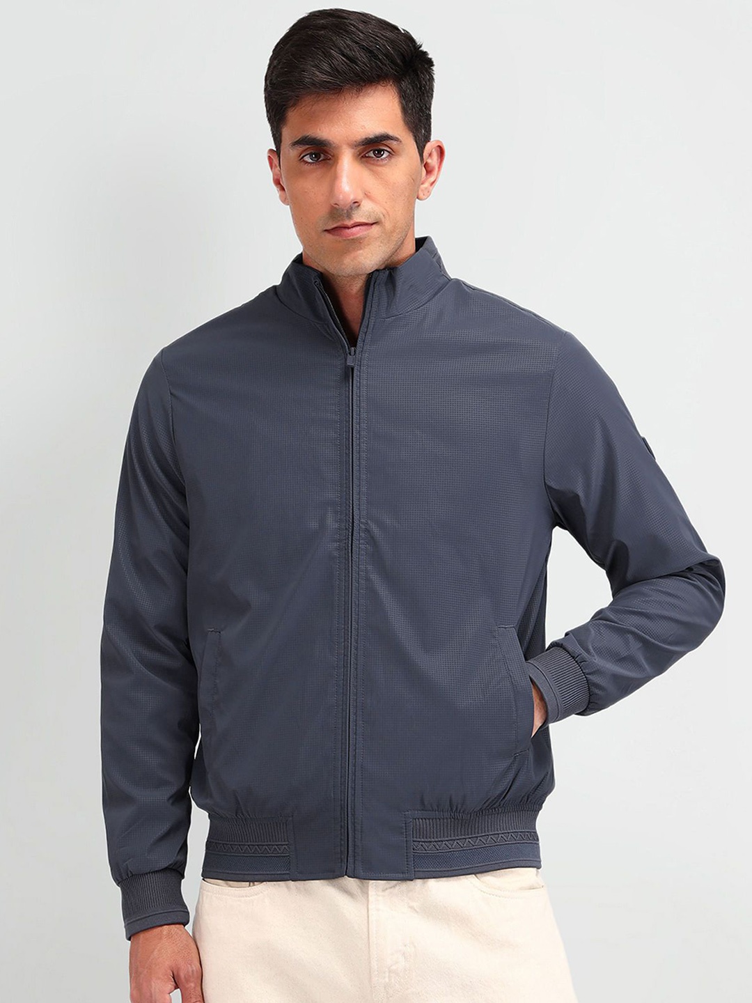 

Arrow Sport Men Crop Bomber Jacket, Blue