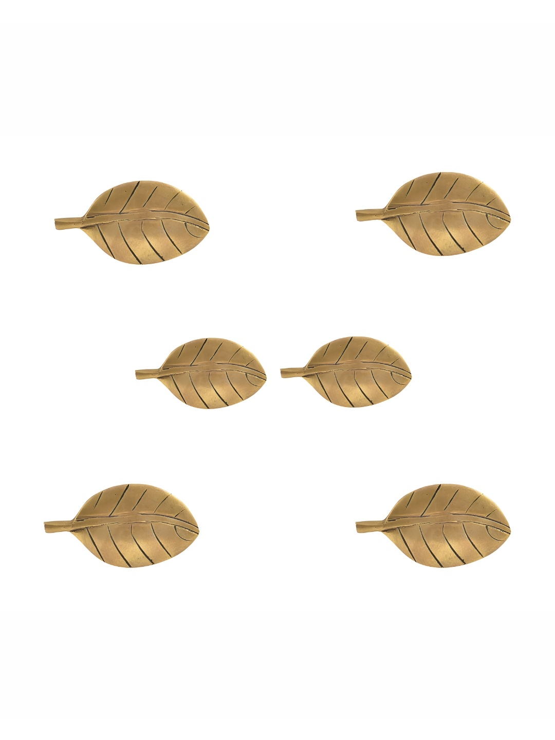 

Indianshelf 6-Pcs Black Textured Brass Leaf Knobs, Gold