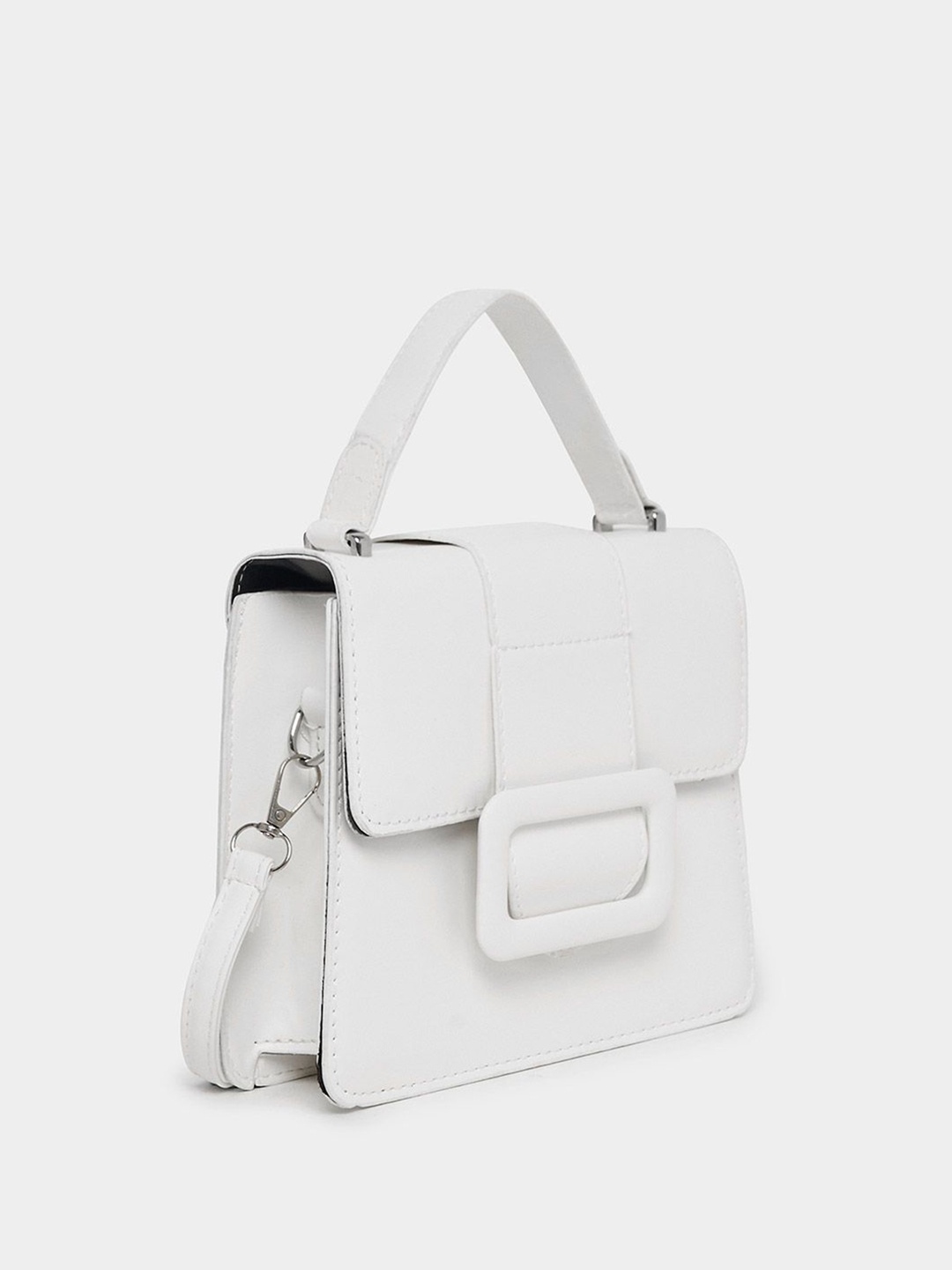 

Styli Women Solid Structured Handheld Bag, White