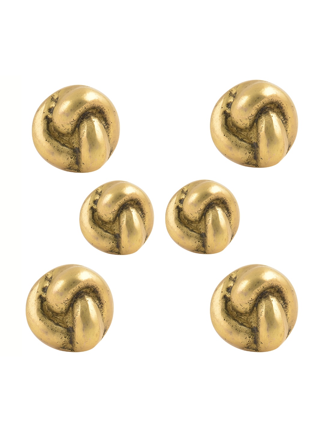 

Indianshelf 6-Pcs Textured Brass Knot Knobs, Gold