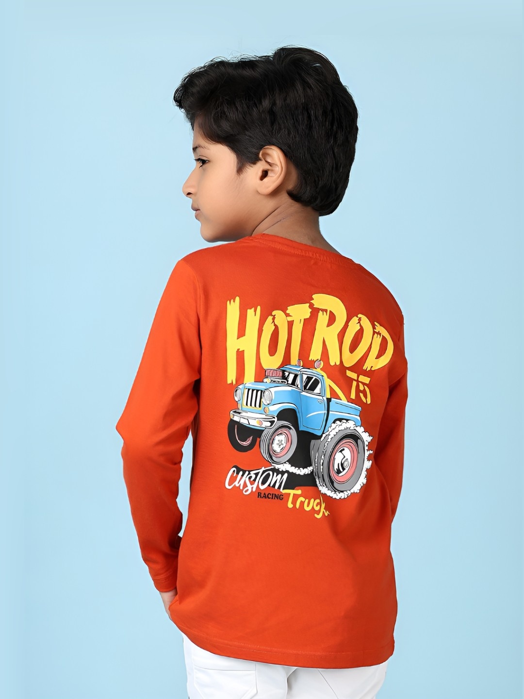 

V-Mart Boys Typography Printed Round Neck Cotton T-shirt, Rust