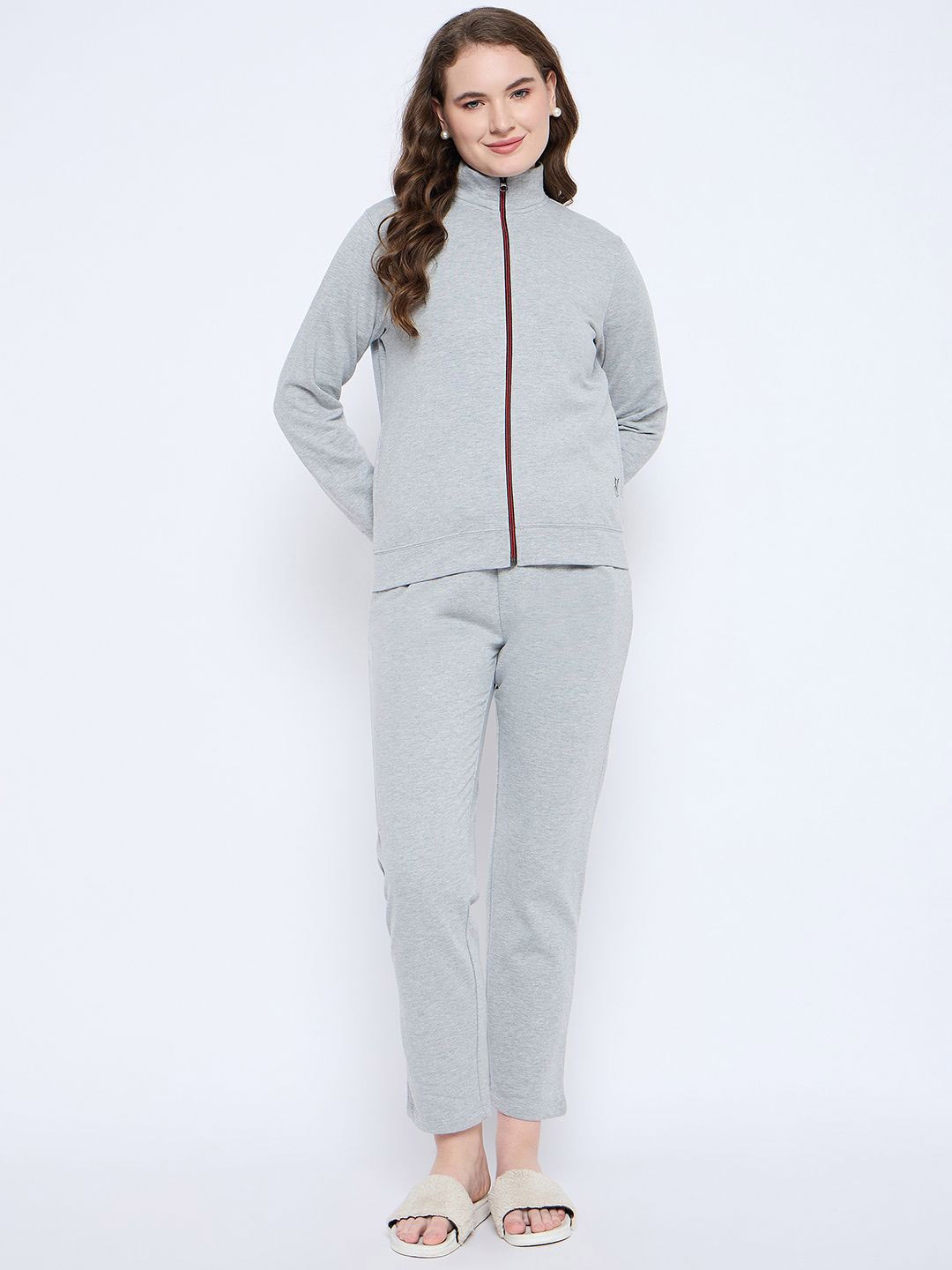 

MADAME M SECRET Women Cotton Winter Tracksuits, Grey