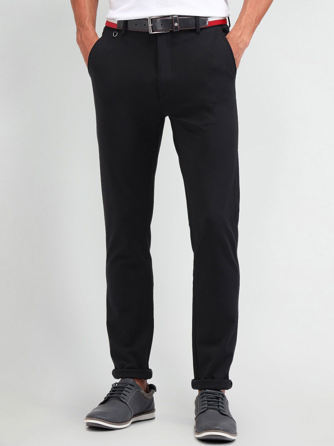 

Arrow Sport Men Regular Slim Fit Casual Trousers, Black