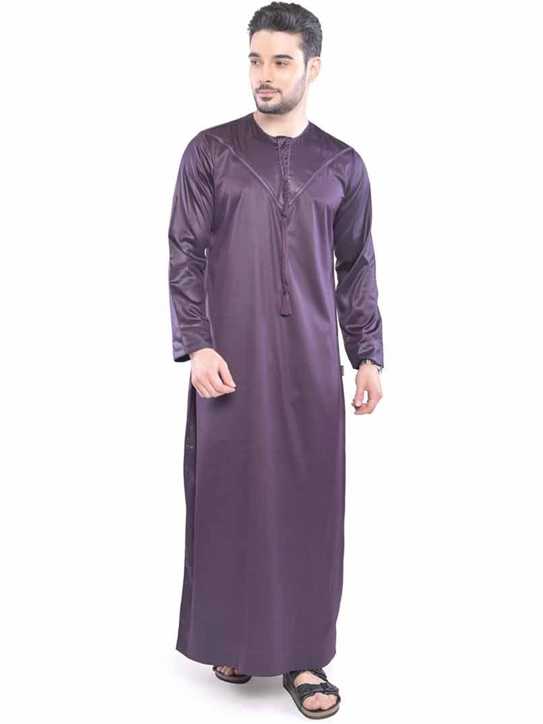 

MASHROO Round Neck Thobe, Purple