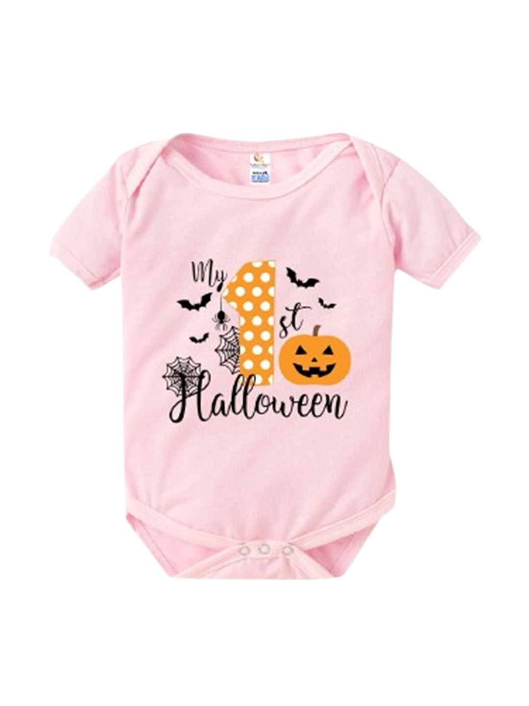 

Babywish Kids Round Neck Cotton Printed Bodysuit, Pink
