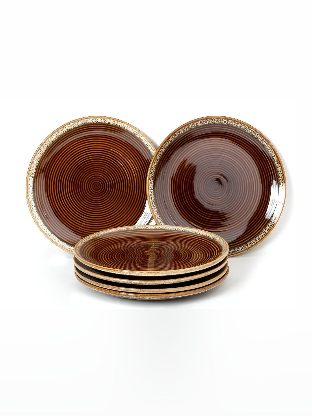 

BODHI HOUSE Brown 6 Pieces Ceramic Dishwasher and Microwave Safe Plates