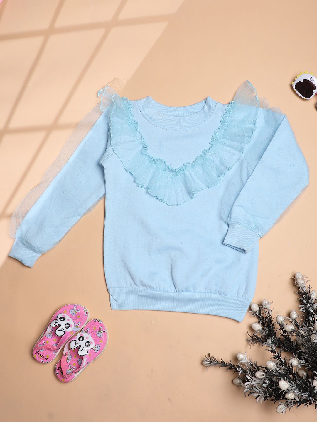 

Cutiekins Girls Embellished Winter Sweatshirt, Turquoise blue