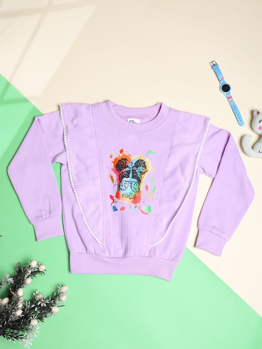 

Cutiekins Girls Printed Sweatshirt, Violet