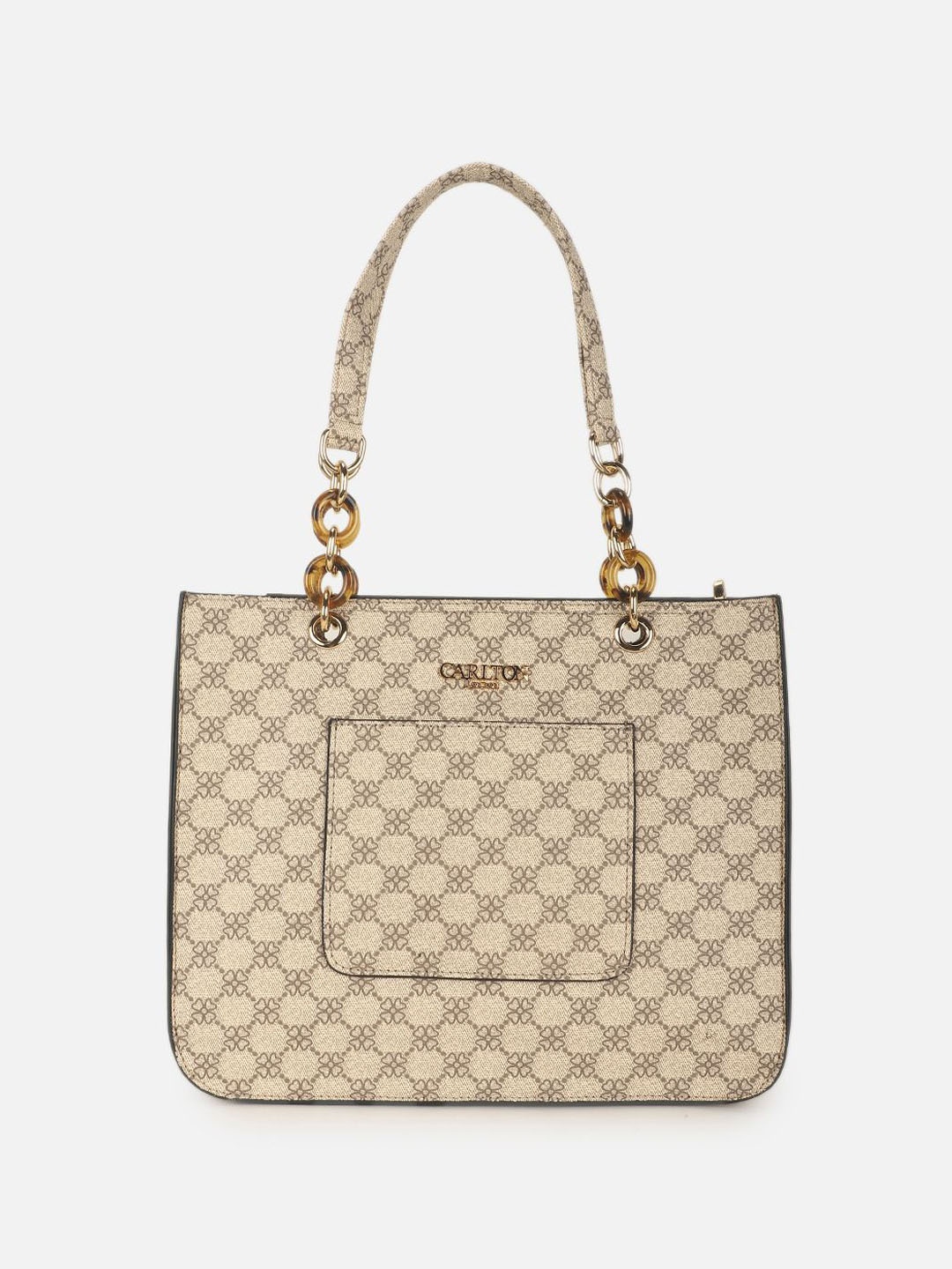 

Carlton London Women Brand Logo Printed Structured Shoulder Bag, Beige
