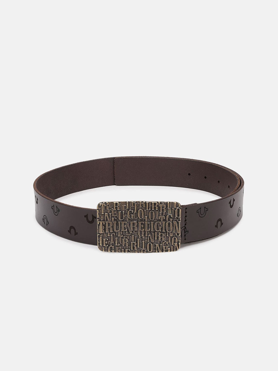 

True Religion Men Printed Leather Belt, Brown