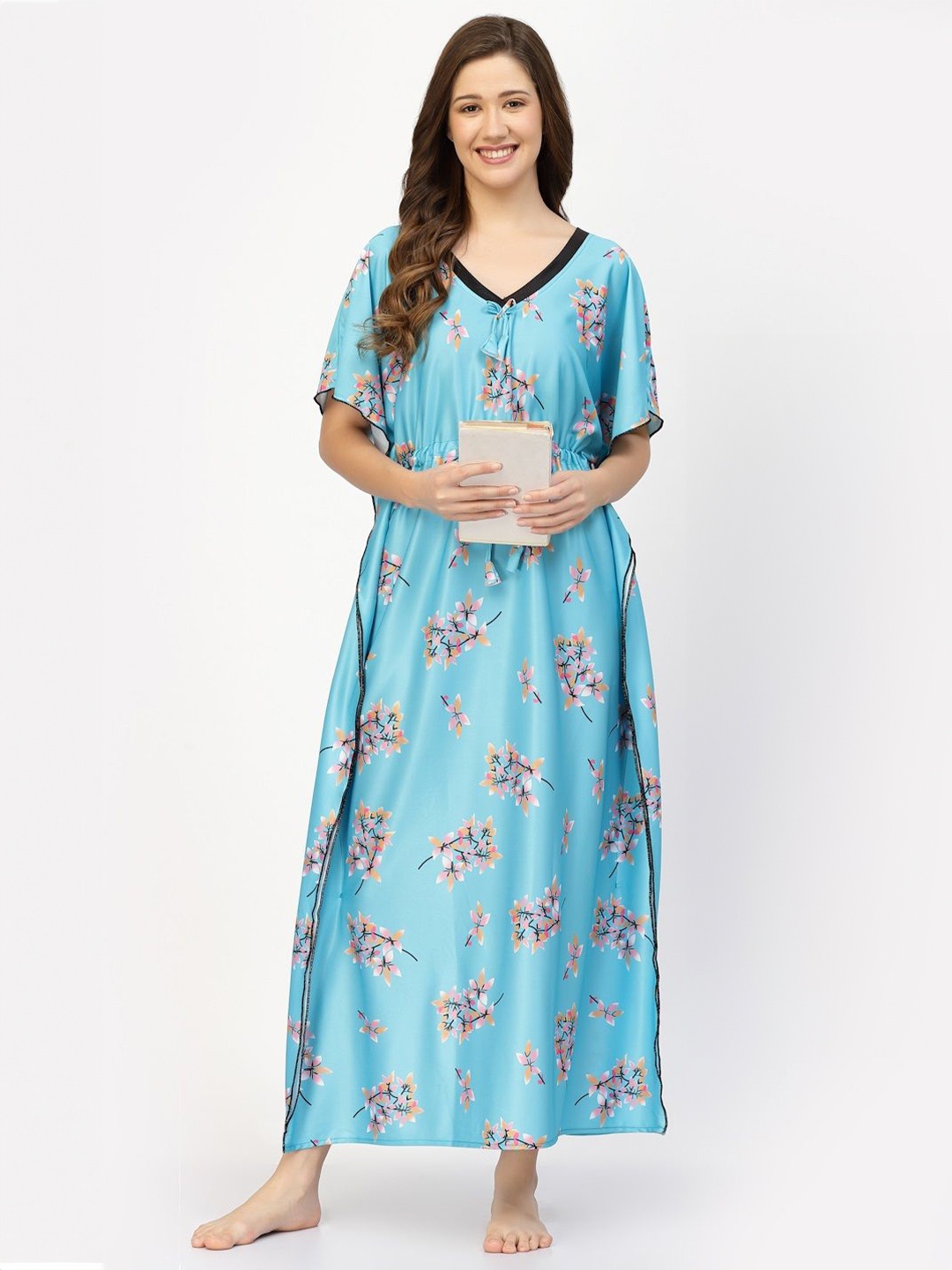 

CHUI MUI Floral Printed Maxi Kaftan Nightdress, Blue