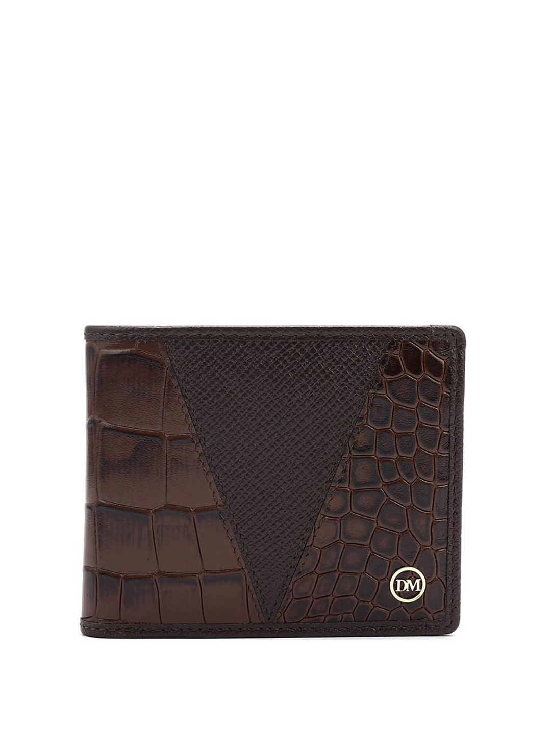 

Da Milano Men Textured Leather Two Fold Wallet, Brown